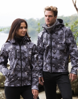 Softshell bunda Camo s kapucí R235X